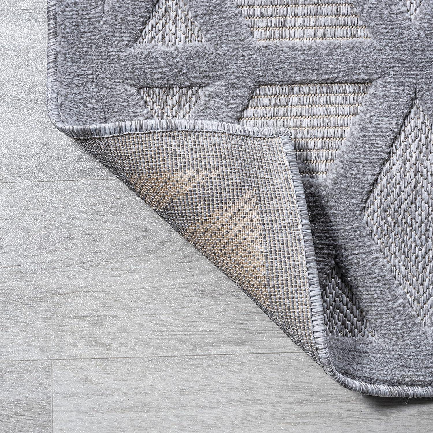 5'x8' Talaia Neutral Geometric Indoor/Outdoor Area Rug, Light Gray - JONATHAN Y