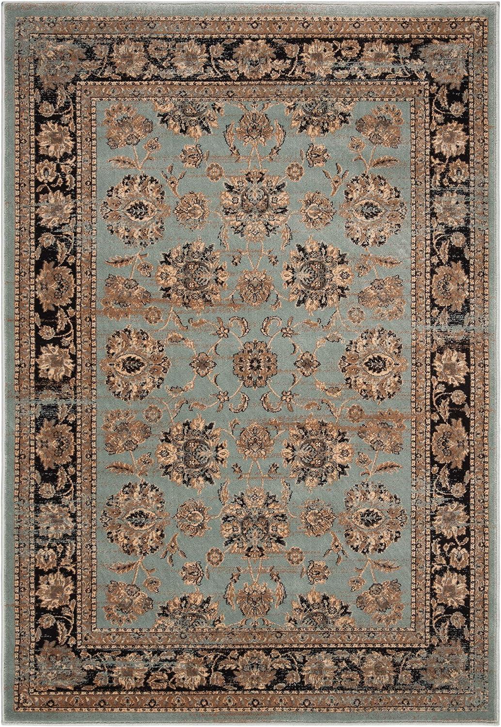 SAFAVIEH Vintage Jessamine Traditional Area Rug, Light Blue/Black, 4' x 5'7"