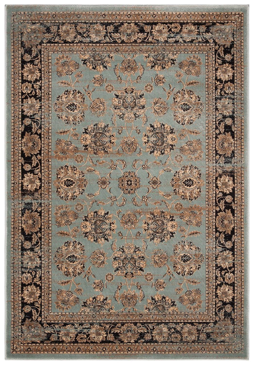 SAFAVIEH Vintage Jessamine Traditional Area Rug, Light Blue/Black, 4' x 5'7"