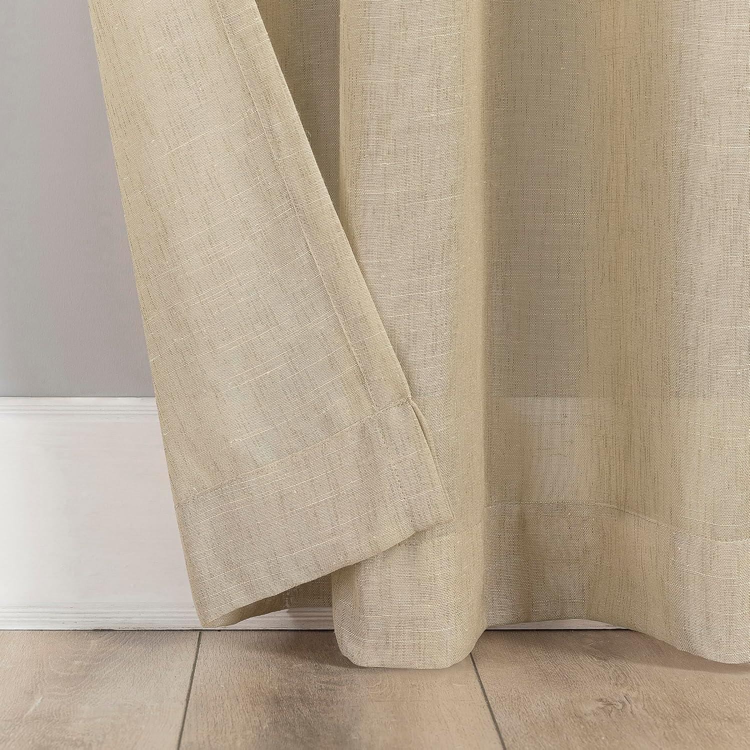 52"x63" Archaeo Light Filtering Slub Textured Linen Blend Grommet Top Curtain Panel Sand: Modern Indoor Decor