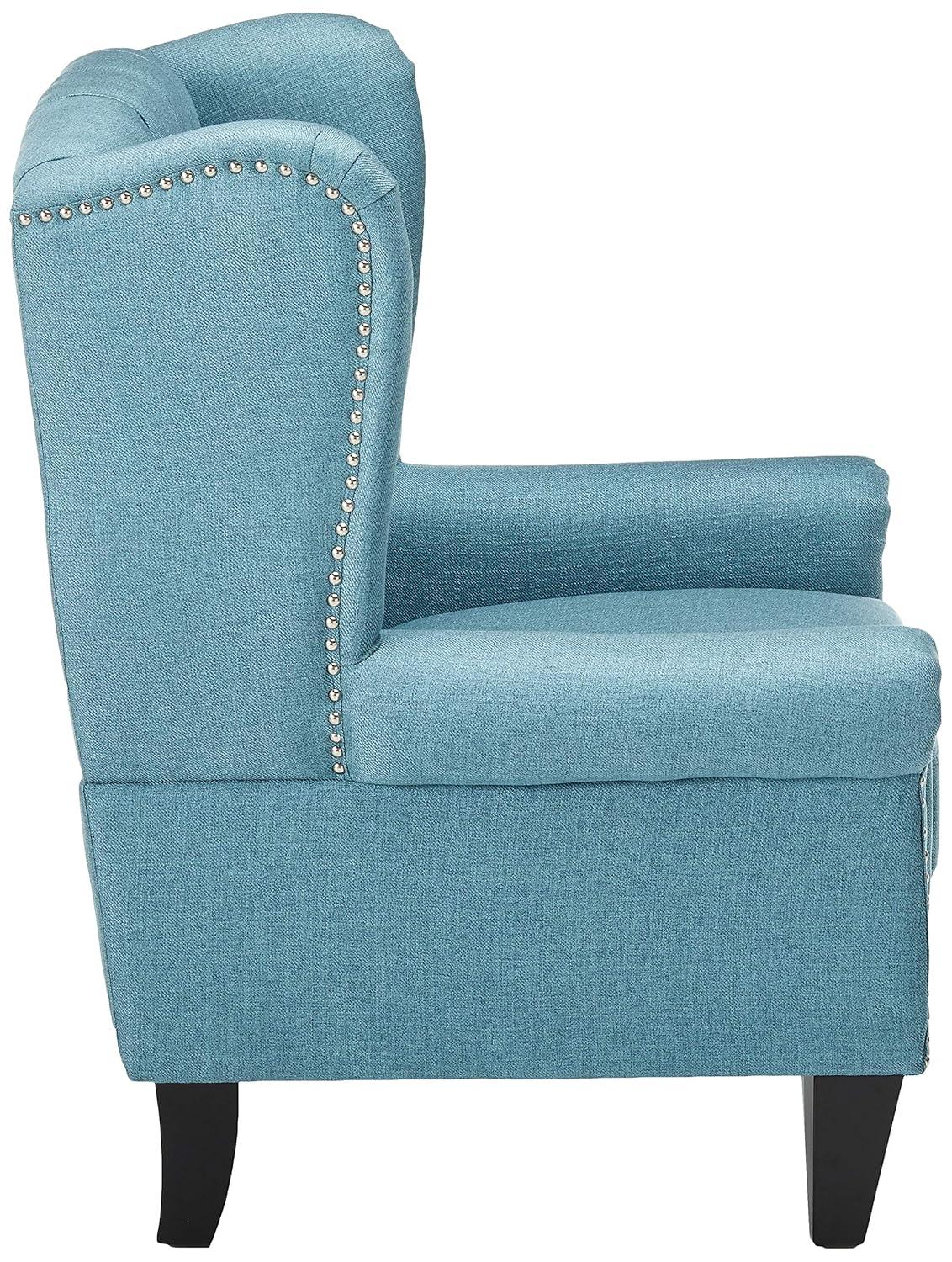 Christopher Knight Home Laird Traditional Winged Accent Chair Blue: Studded, Tufted for Living Room