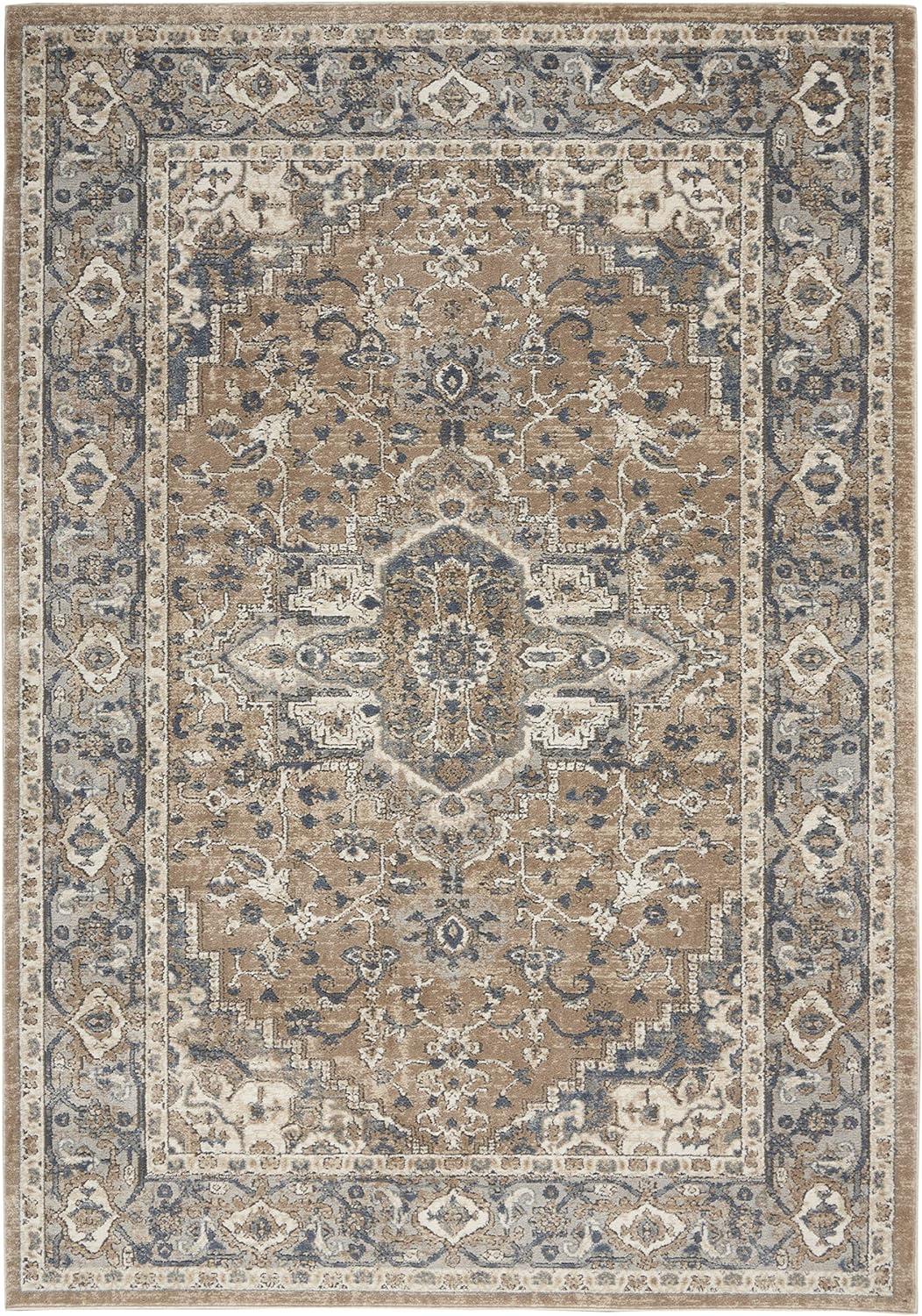 Nourison Concerto Center Medallion Indoor Rug Beige Grey 5'3" x 7'3"