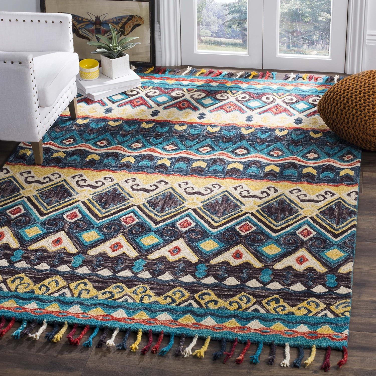 Aspen APN137 Hand Tufted Area Rug - Blue/Red - 3'x5' - Safavieh.