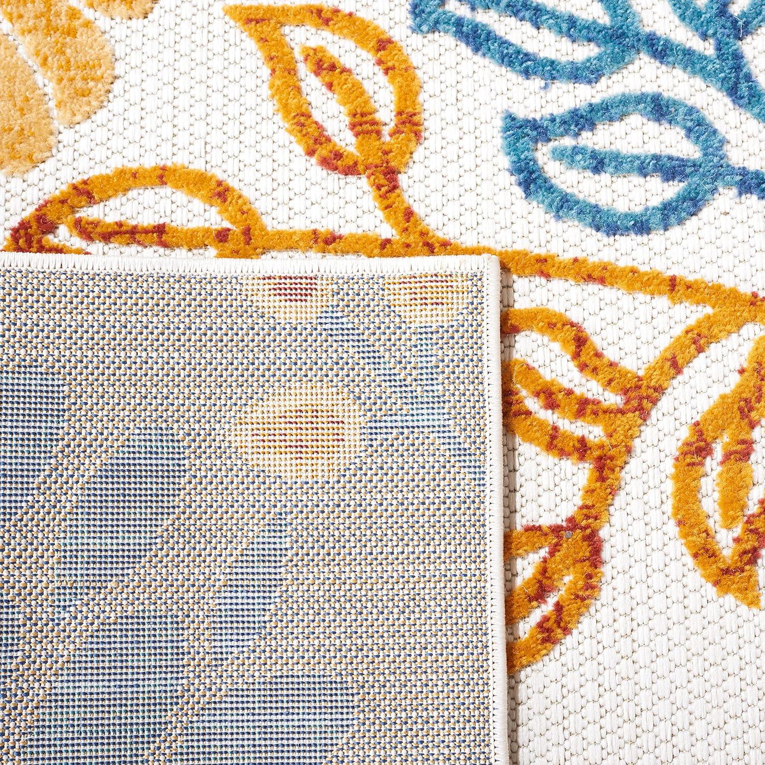 Cabana CBN832 Power Loomed Indoor/Outdoor Area Rug - Creme/Red - 5'3"x5'3" - Safavieh