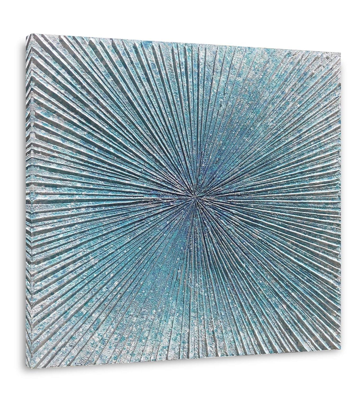 Arts Contemporary Abstract Living Room Wall Art Hand Painted Modern Teal Color Canvas Painting Pictures for Bedroom Bathroom Decor