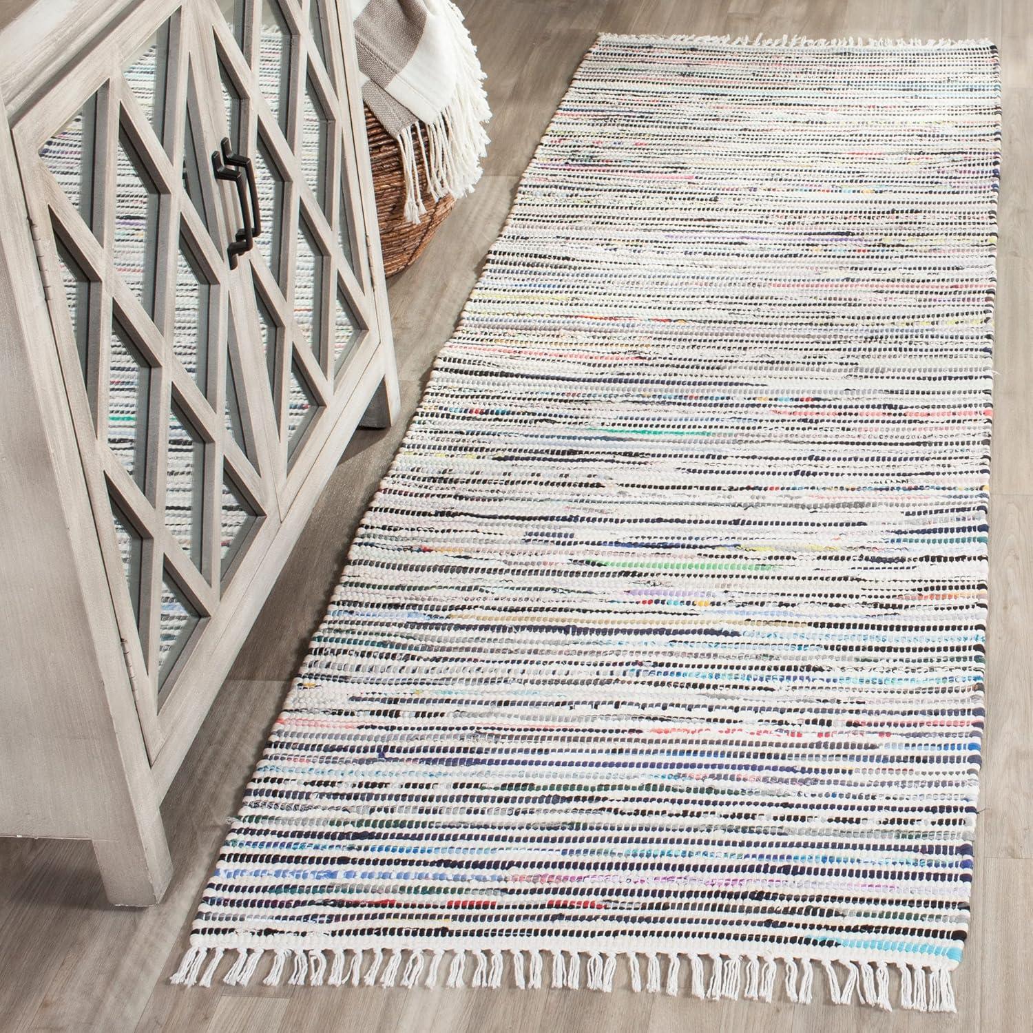 Rag Rug RAR125 Hand Woven Indoor Accent Rug - Turquoise/Multi - 2'x3' - Safavieh.