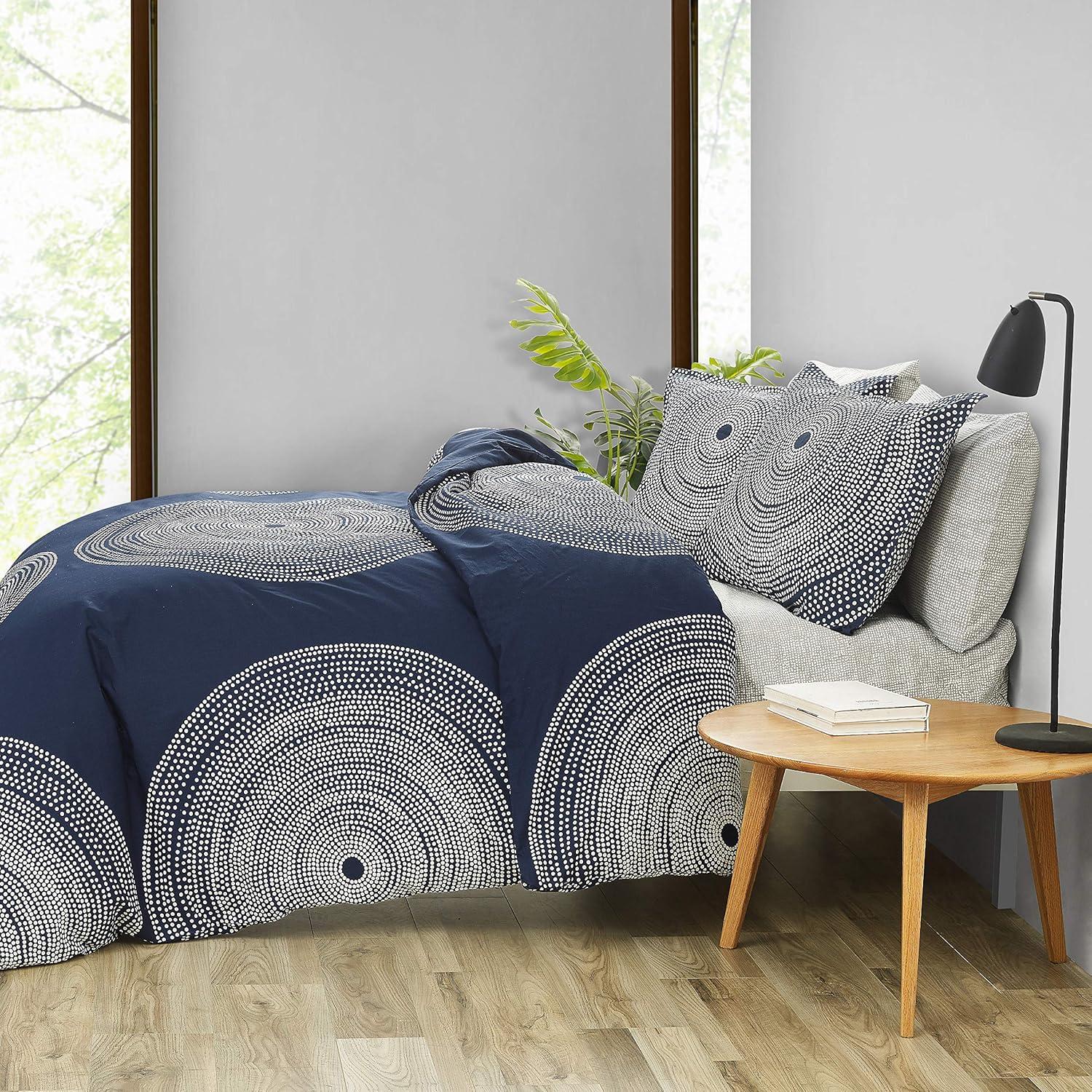 Marimekko Fokus Cotton Navy Duvet Cover Set