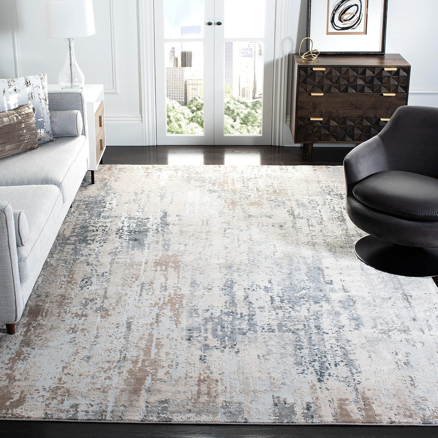 Invista INV432 Power Loomed Area Rug - Cream/Grey - 6'7"x6'7" - Safavieh.