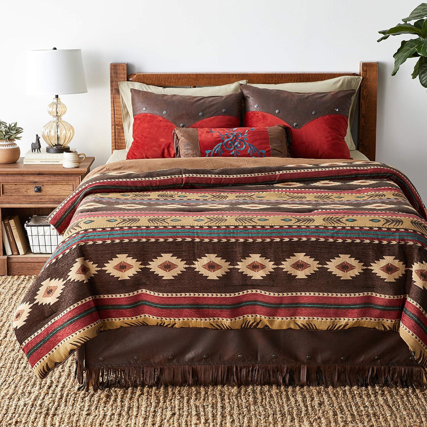 CARSTENS, INC. Woven Chenille 5-Piece Rustic Western Bedding Comforter Set, Cimarron, Full/Queen