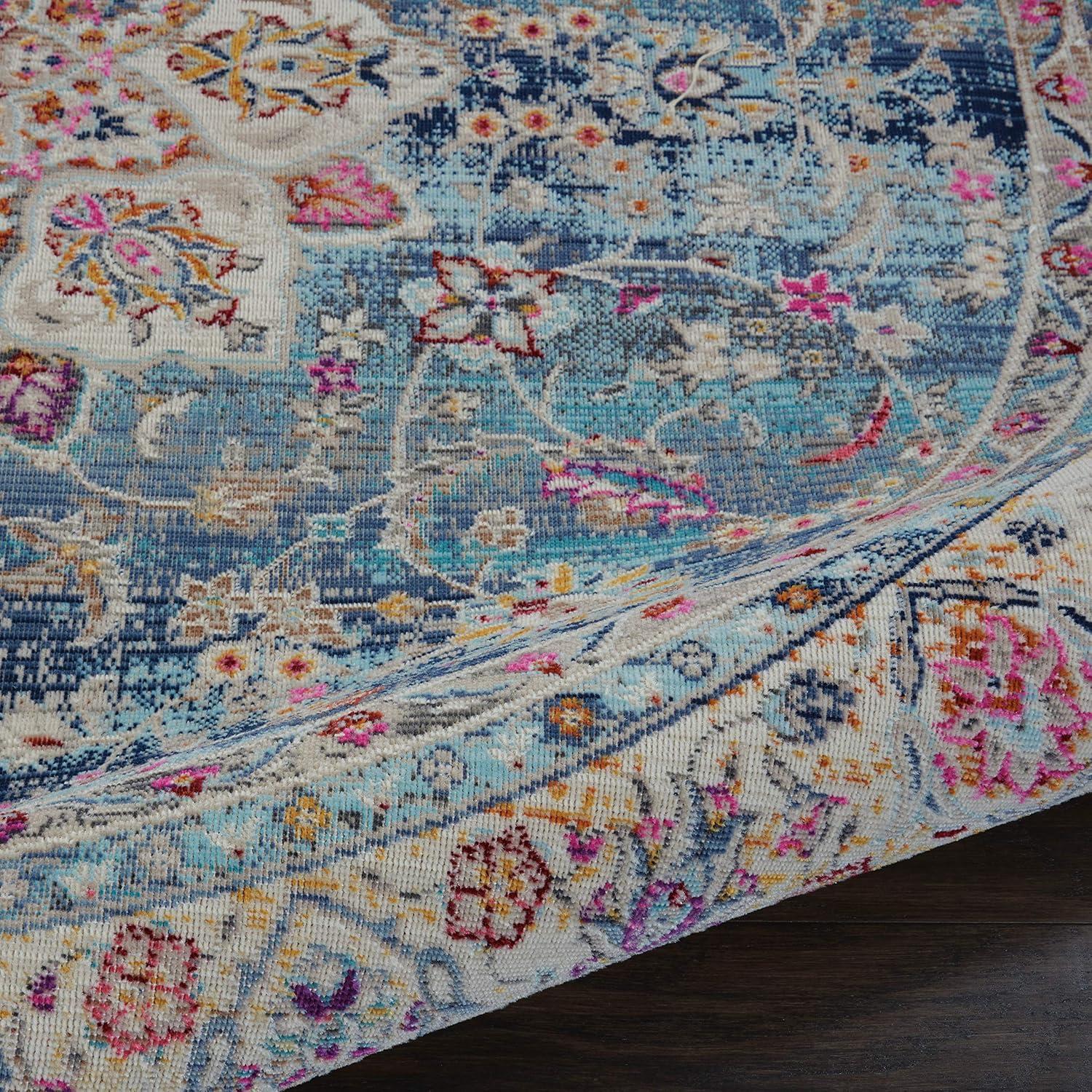 Nourison Vintage Kashan VKA01 Blue/Ivory/Orange Indoor Area Rug - 6' x ROUND