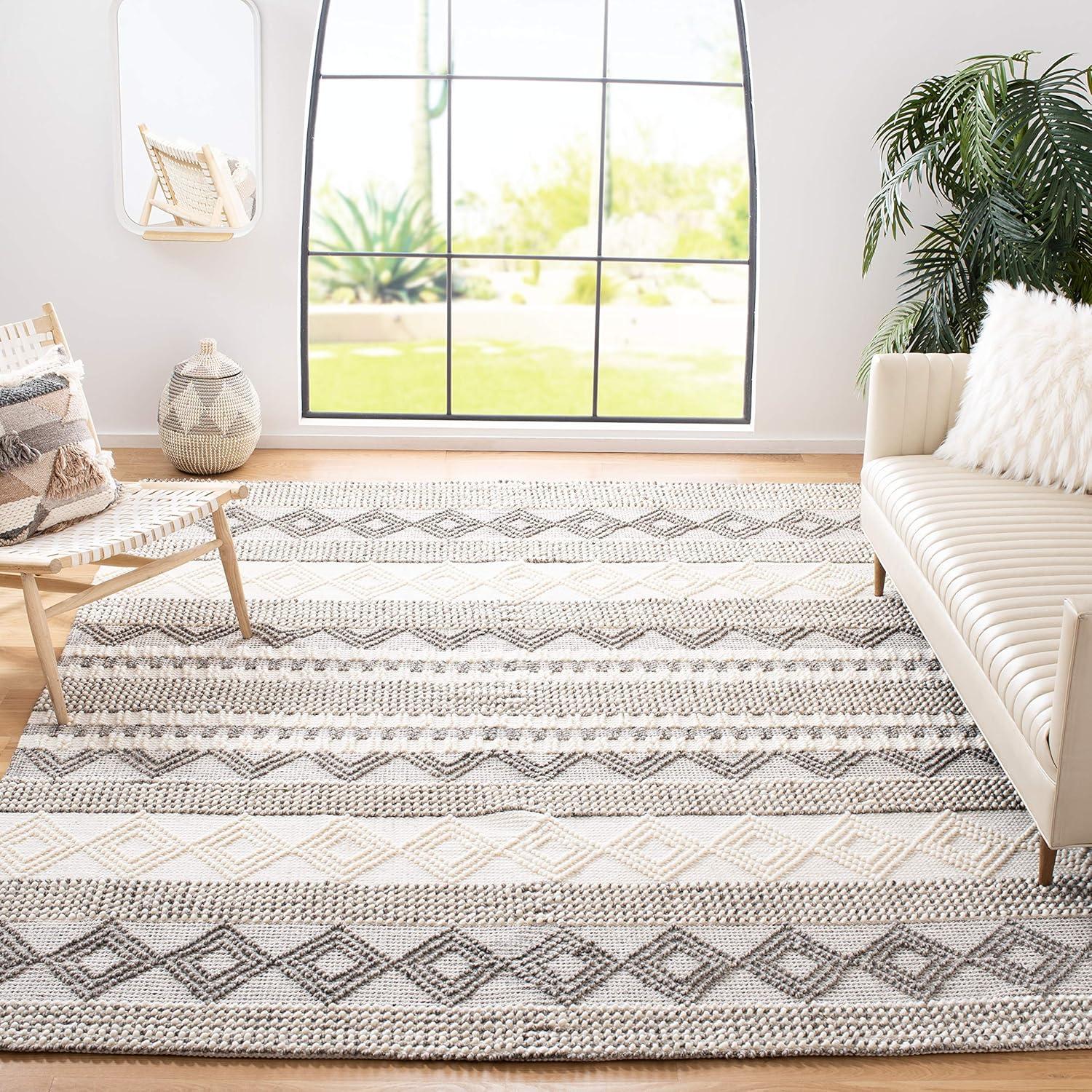 SAFAVIEH Natura Carly Geometric Area Rug, Beige/Ivory, 10' x 10' Square