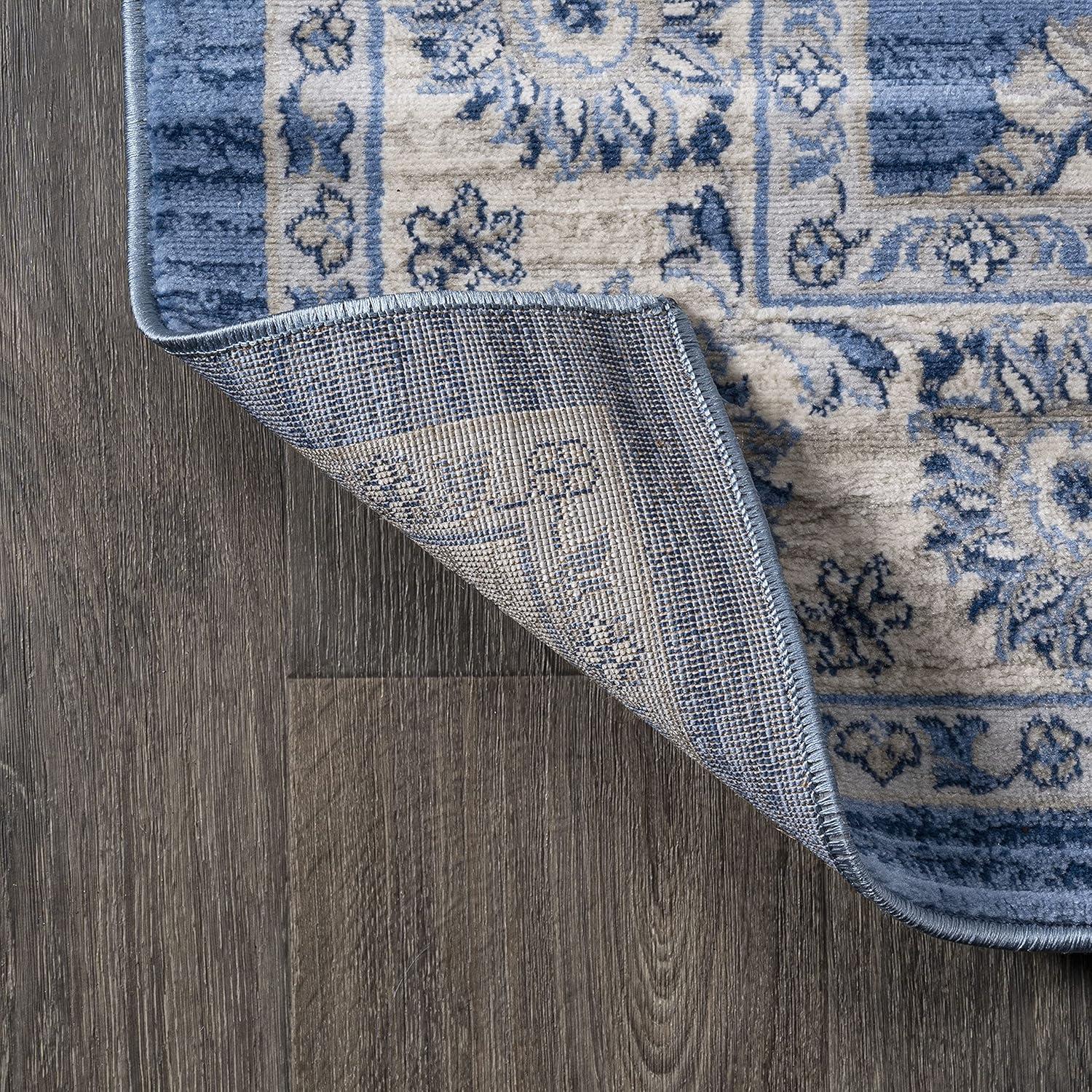 5' x 5' Modern Persian Vintage Moroccan Traditional Area Rug, Blue/Ivory - JONATHAN Y