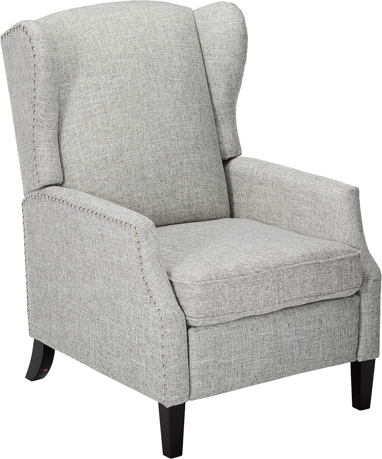 Wescott Traditional Press-Back Recliner Light Gray - Christopher Knight Home: Studded, Padded, Wingback