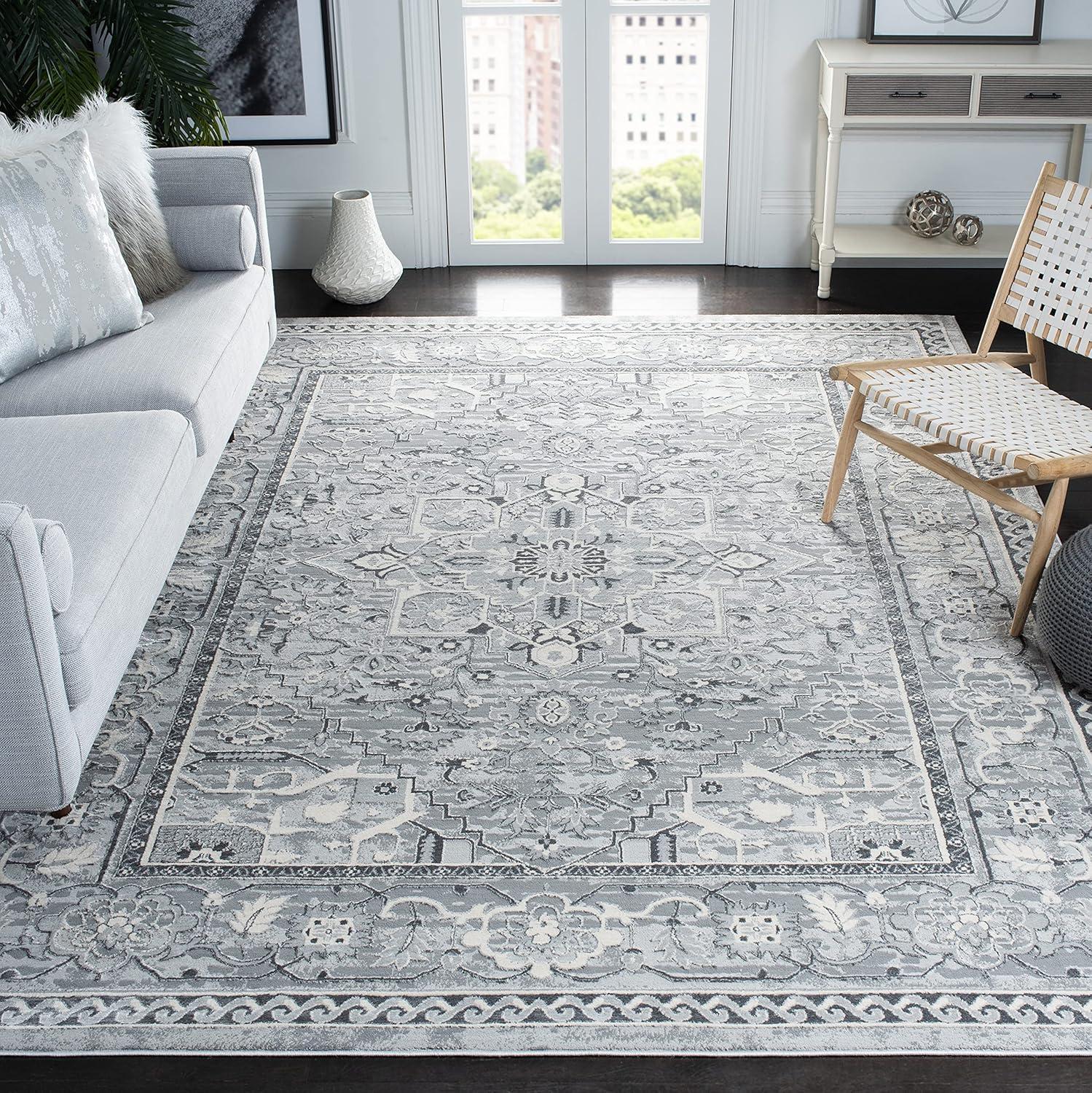 Alhambra ALH610 Power Loomed Area Rug - Cream/Grey - 4' X 6' - Safavieh.