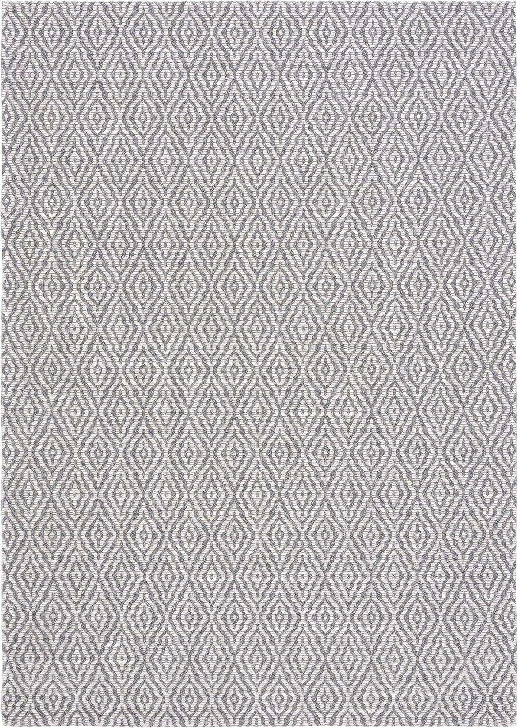 Gray Trellis Wool Handmade Reversible Rectangular Rug 3' x 5'