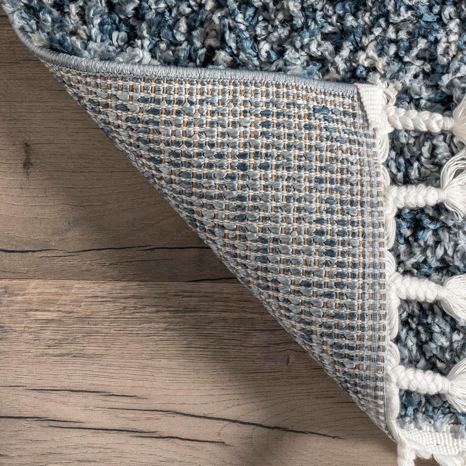 Nuloom Brooke Solid 2x8 Runner Shag Indoor Area Rug for Living Room Bedroom Dining Room Nursery Entryway Hallway, Blue/Ivory