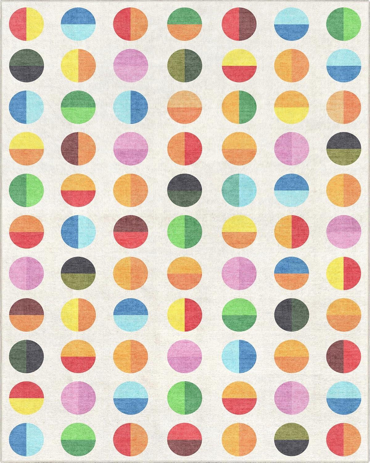 Crayola Modern Split Dots Bright Multi Color Area Rug