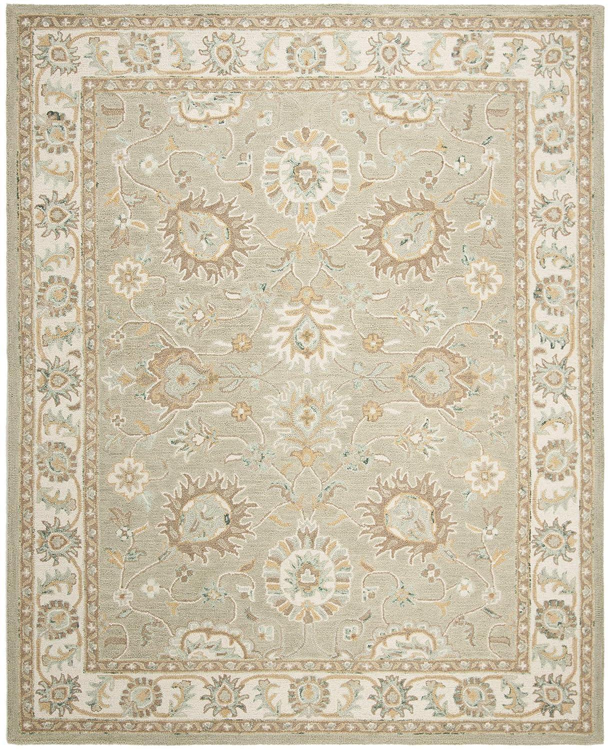 Blossom BLM702 Hand Tufted Area Rug - Sage/Ivory - 6'x6' - Safavieh.