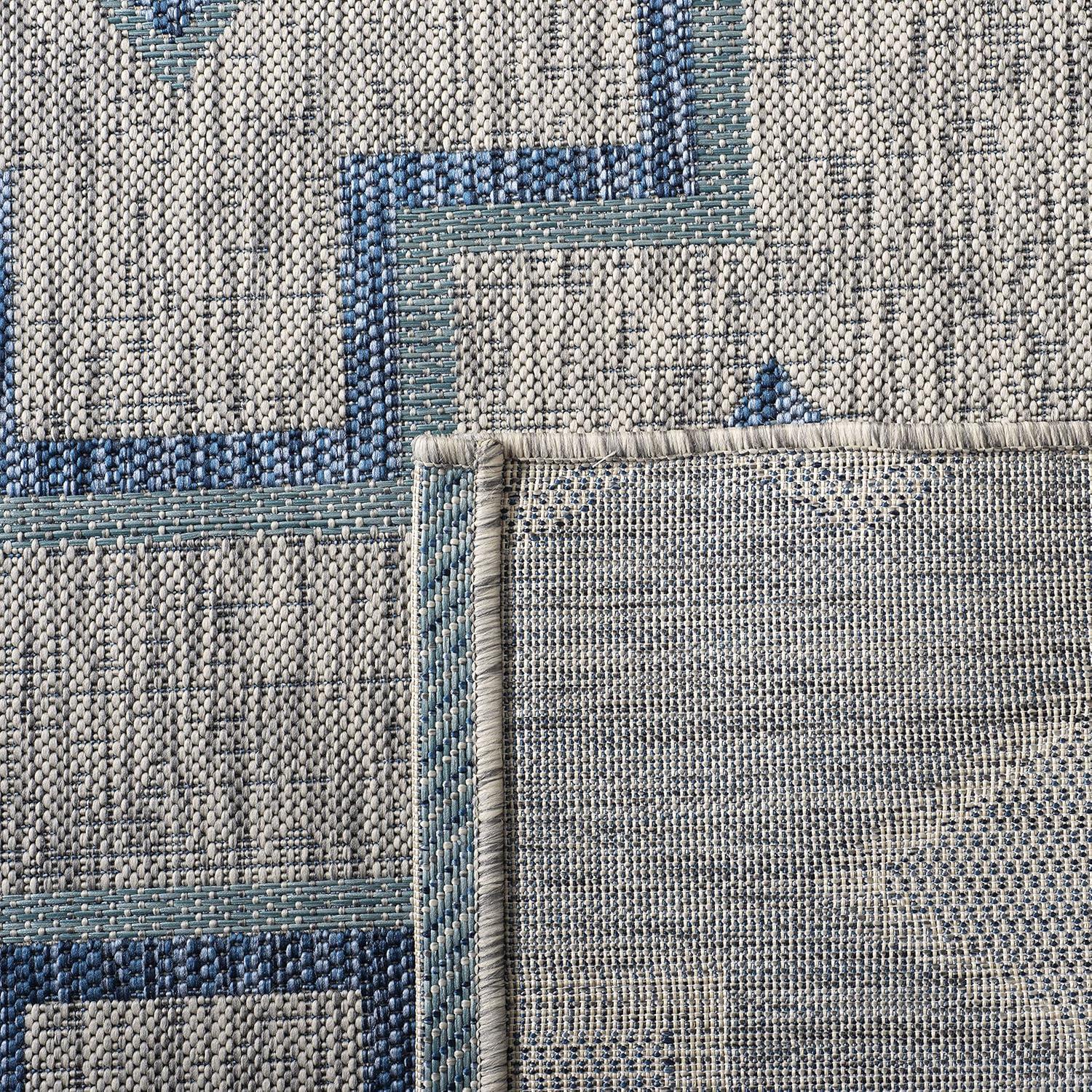 Courtyard CY8533 Power Loomed Indoor/Outdoor Area Rug - Grey/Aqua - 6'7"x9'6" - Safavieh.