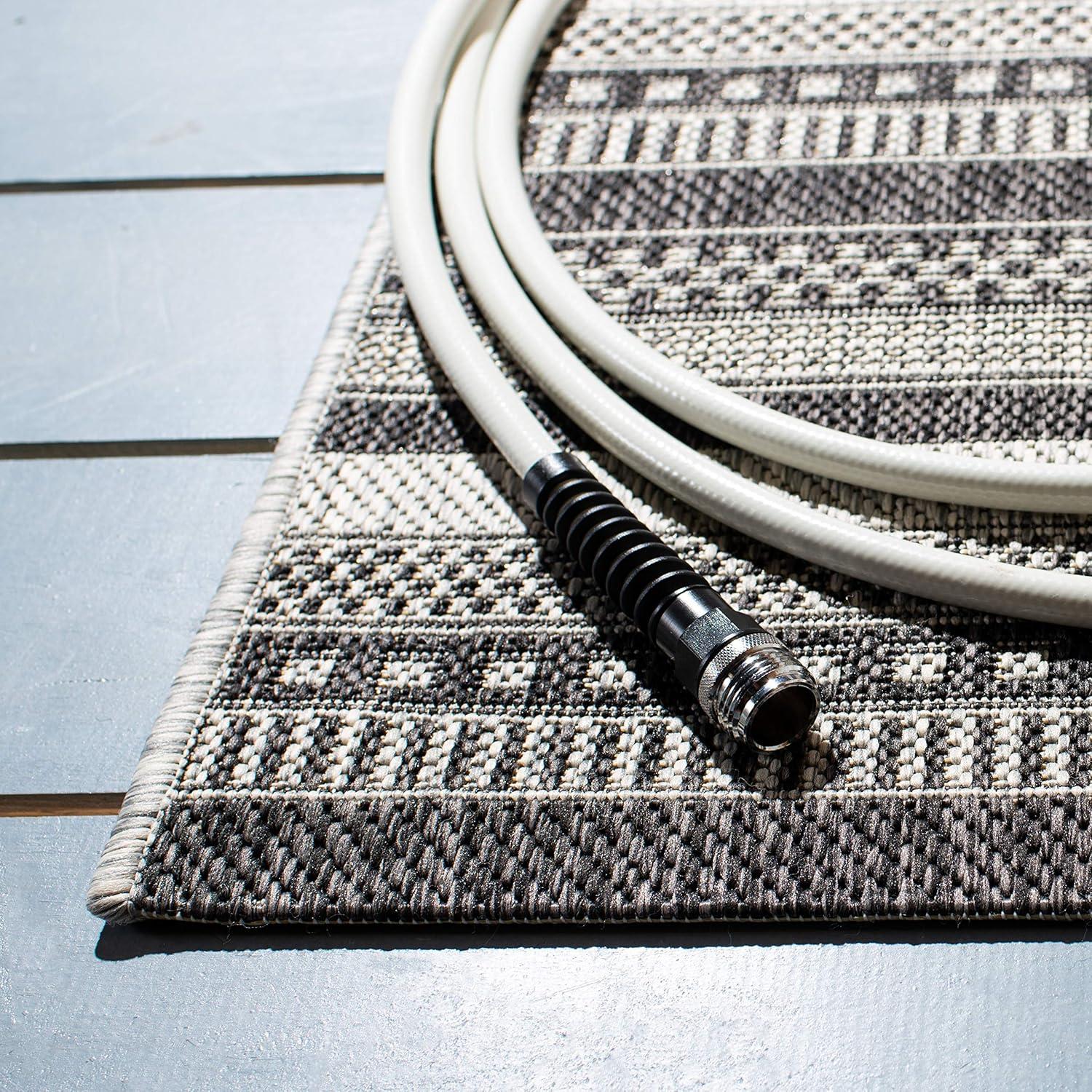 Courtyard CY8784 Power Loomed Indoor/Outdoor Area Rug - Black/Grey - 6'7"x6'7" - Safavieh.