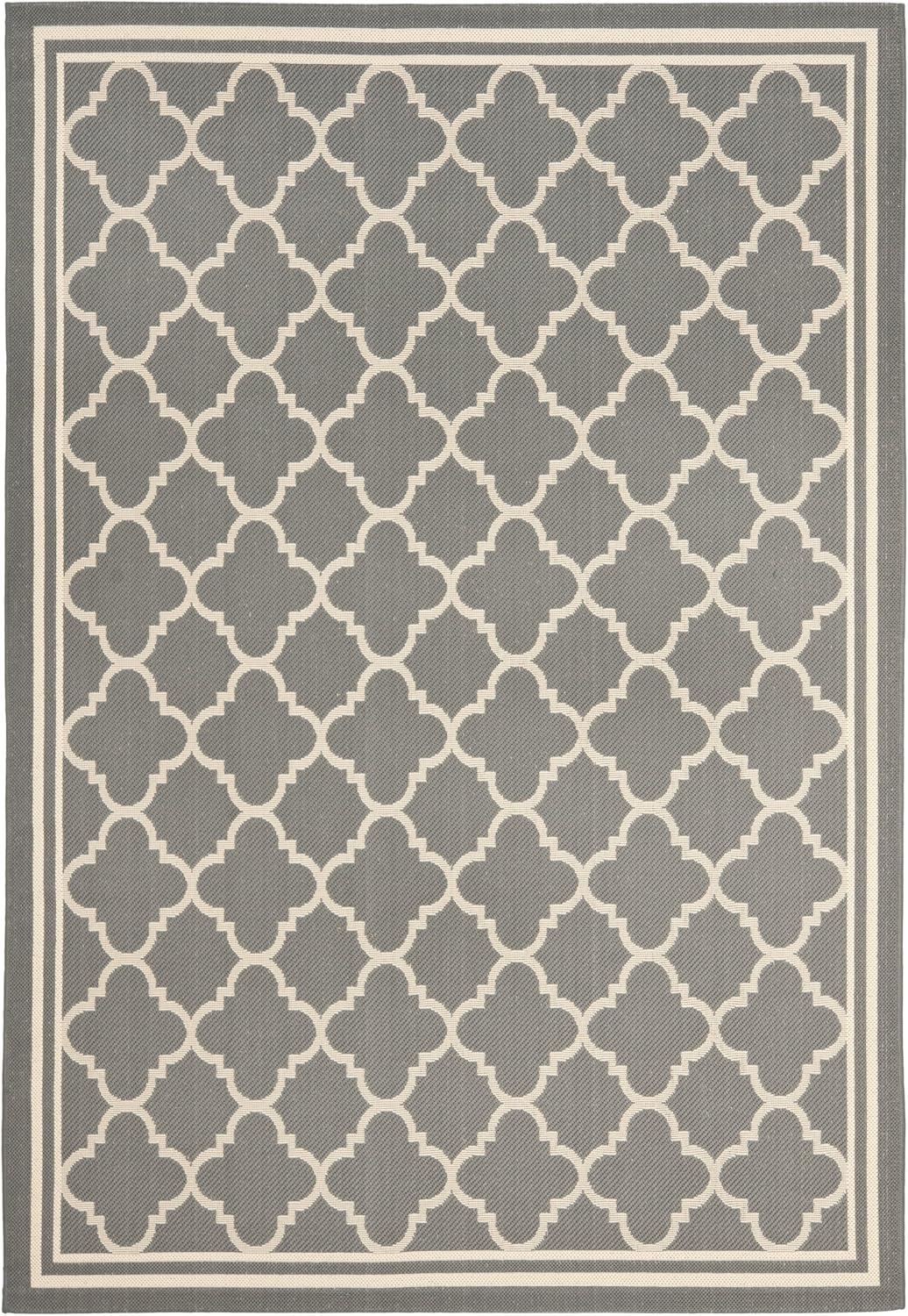 Courtyard CY6918 Power Loomed Indoor/Outdoor Area Rug - Anthracite/Beige - 4'x5'7" - Safavieh.