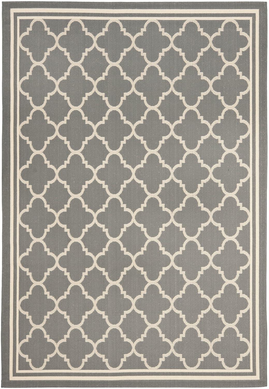 Courtyard CY6918 Power Loomed Indoor/Outdoor Area Rug - Anthracite/Beige - 4'x5'7" - Safavieh.