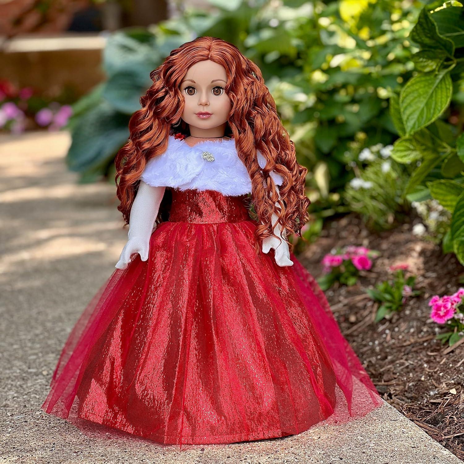 Lady in Red - 3 Piece 18 inch Doll Outfit - Red Gown, Gloves and Cape - (Doll Not Included)