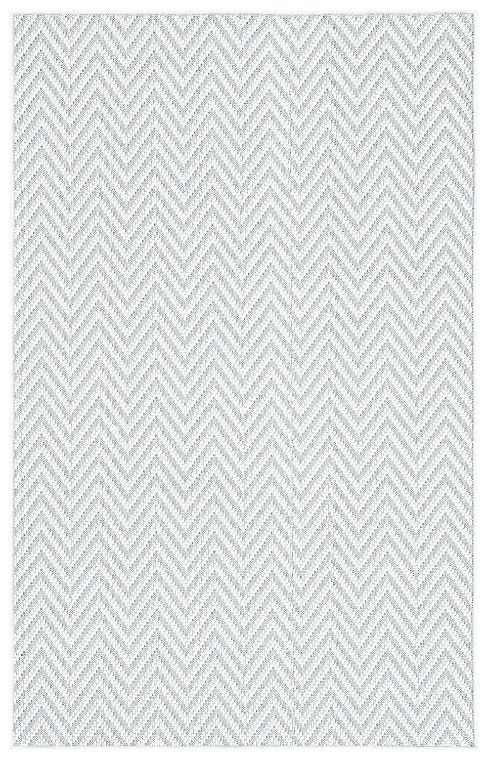 SAFAVIEH Bermuda Amina Geometric Chevron Indoor/Outdoor Area Rug Light Blue/Cream, 4' x 6'