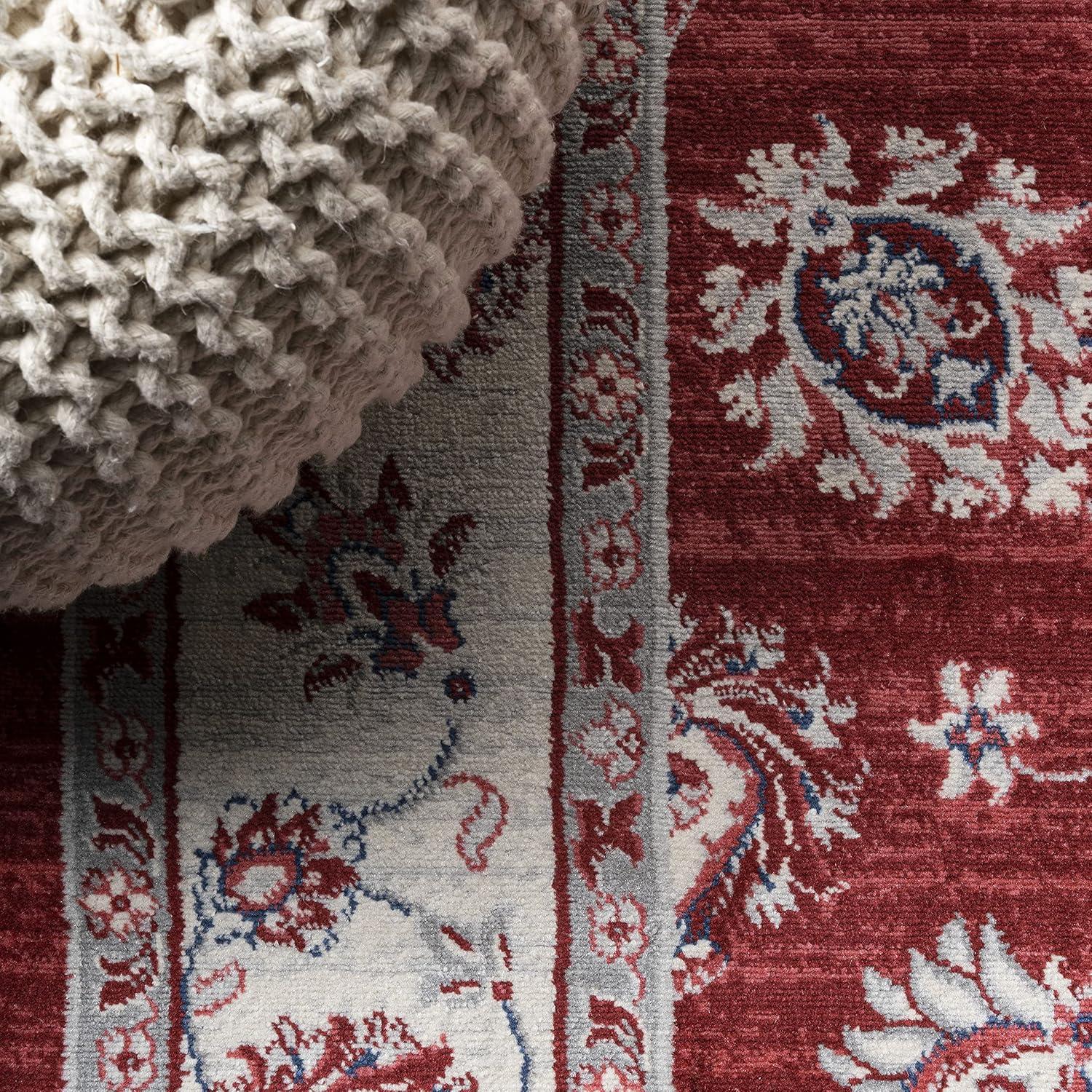 6' x 6' Modern Persian Vintage Moroccan Traditional Area Rug, Red/Ivory - JONATHAN Y