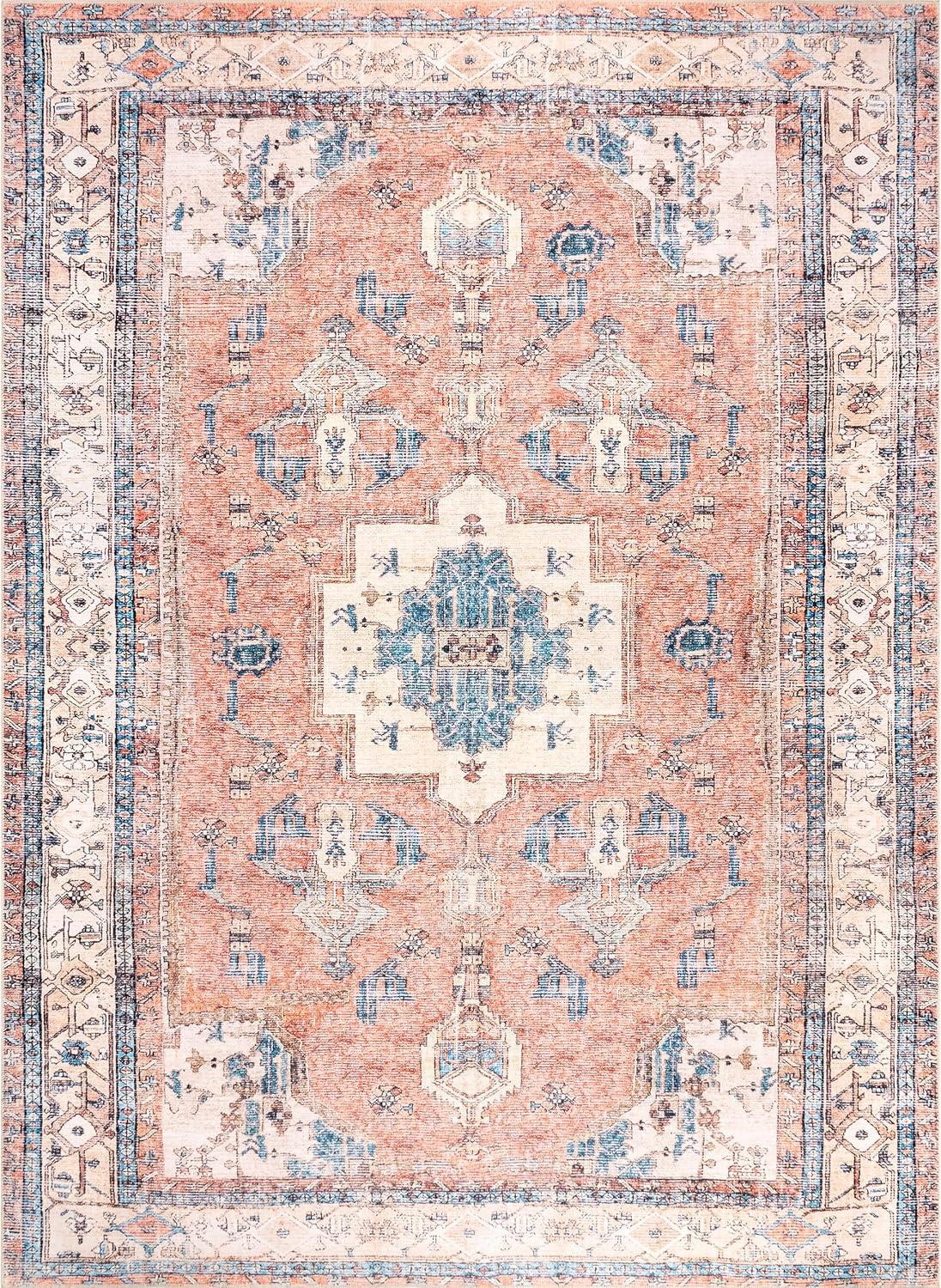 Nuloom Eleanor Machine Washable Distressed Medallion Indoor Area Rug