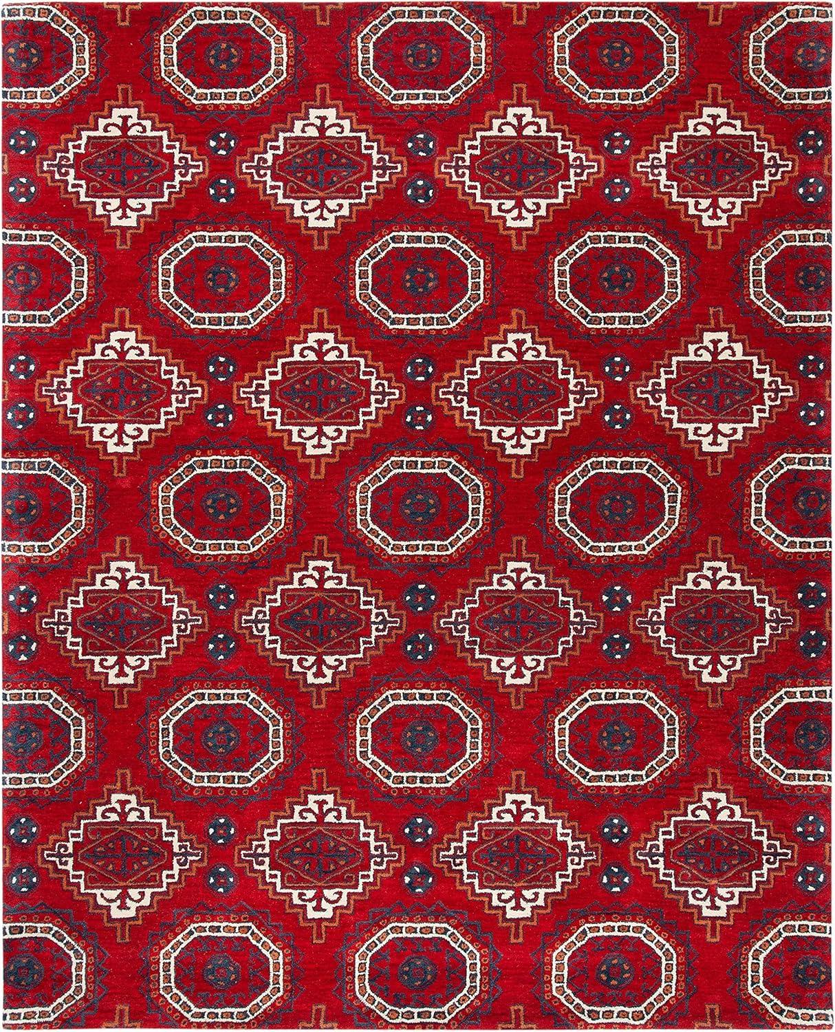 Hand-Tufted Elegance Red Wool 8' x 10' Rectangular Area Rug