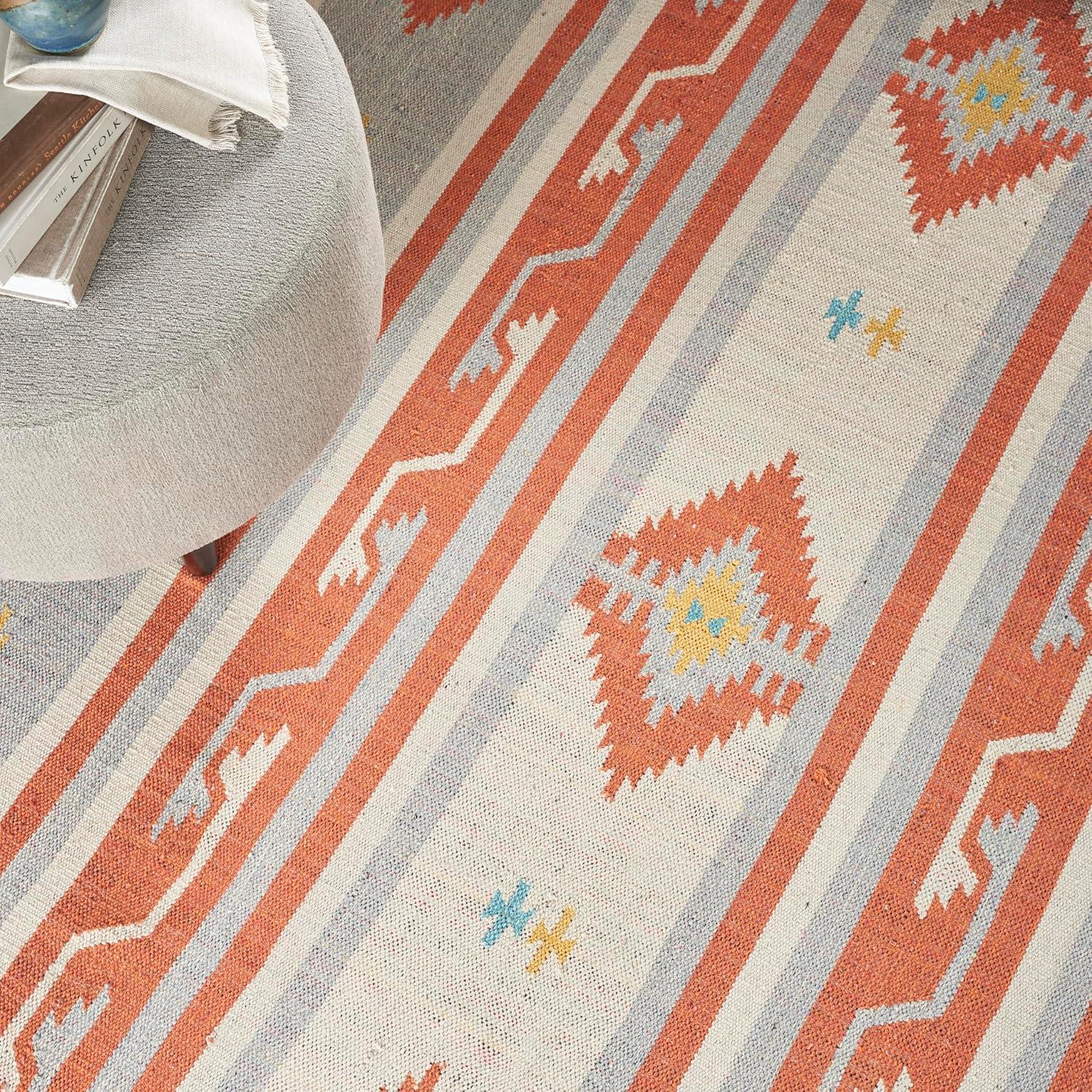 Nourison Baja BAJ03 Ivory/Gray/Red Indoor Area Rug - 5' x 7'
