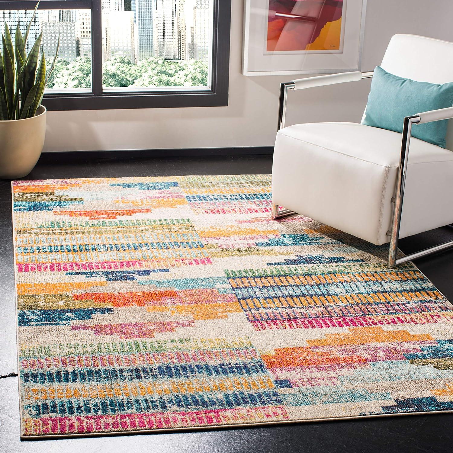 Madison MAD417 Power Loomed Area Rug - Ivory/Multi - 5'3"x7'6" - Safavieh.