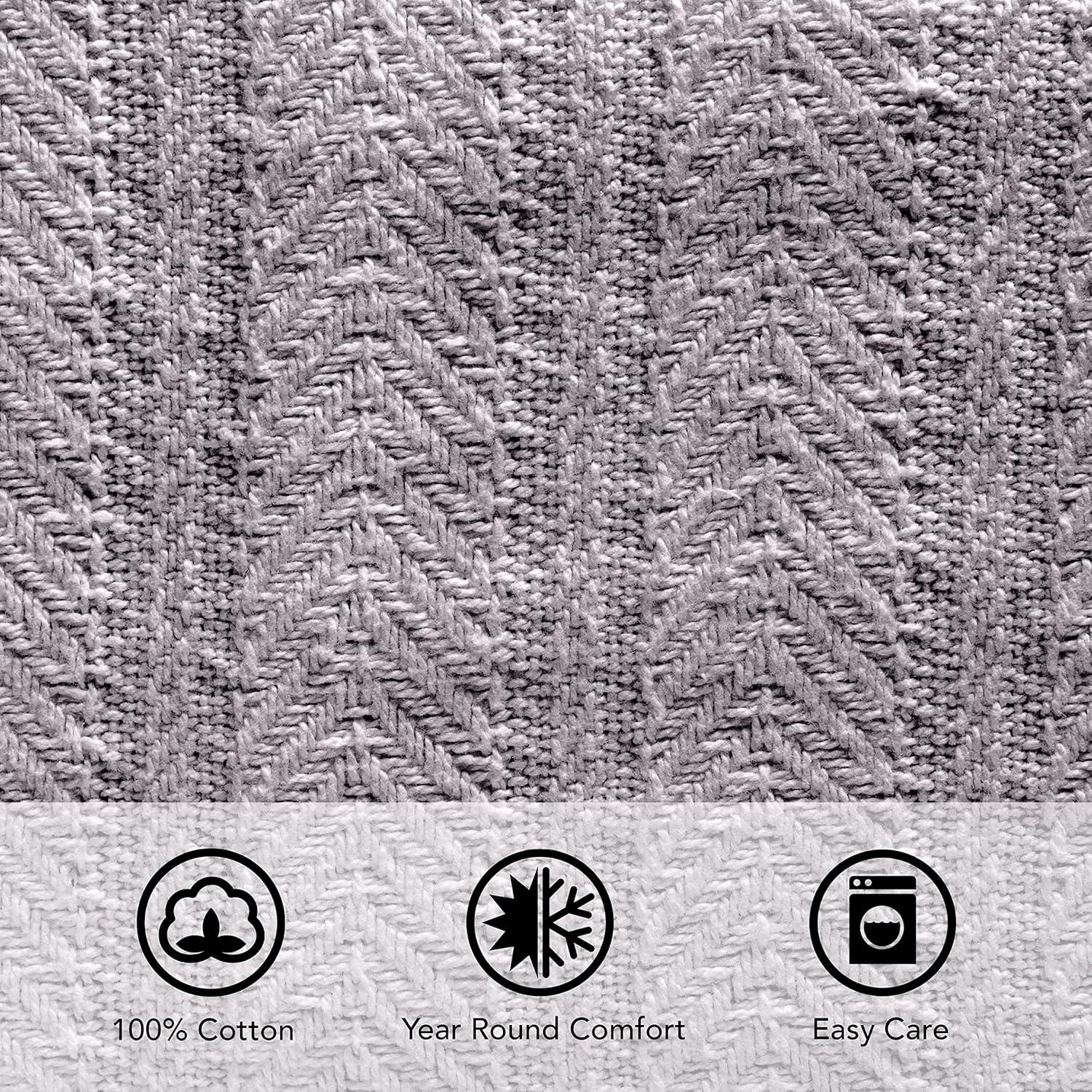Vellux Vellux 100% Cotton Blanket - Soft, Breathable, Cozy & Lightweight Thermal Blanket  All-Season Blanket Perfect for Layering Bed, Couch & Sofa - Hotel Quality