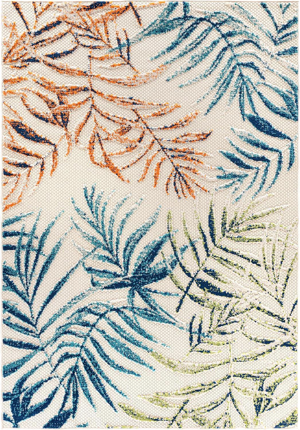 World Rug Gallery Bahama Palm Frond Floral Indoor/Outdoor Area Rug