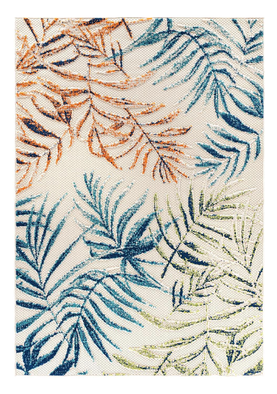 World Rug Gallery Bahama Palm Frond Floral Indoor/Outdoor Area Rug - Multi 5' x 7'