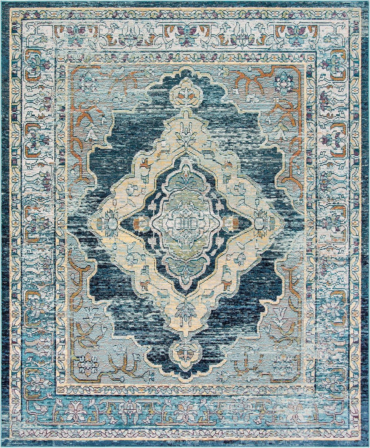 Crystal CRS500 Power Loomed Area Rug - Blue/Yellow - 5'x8' - Safavieh.