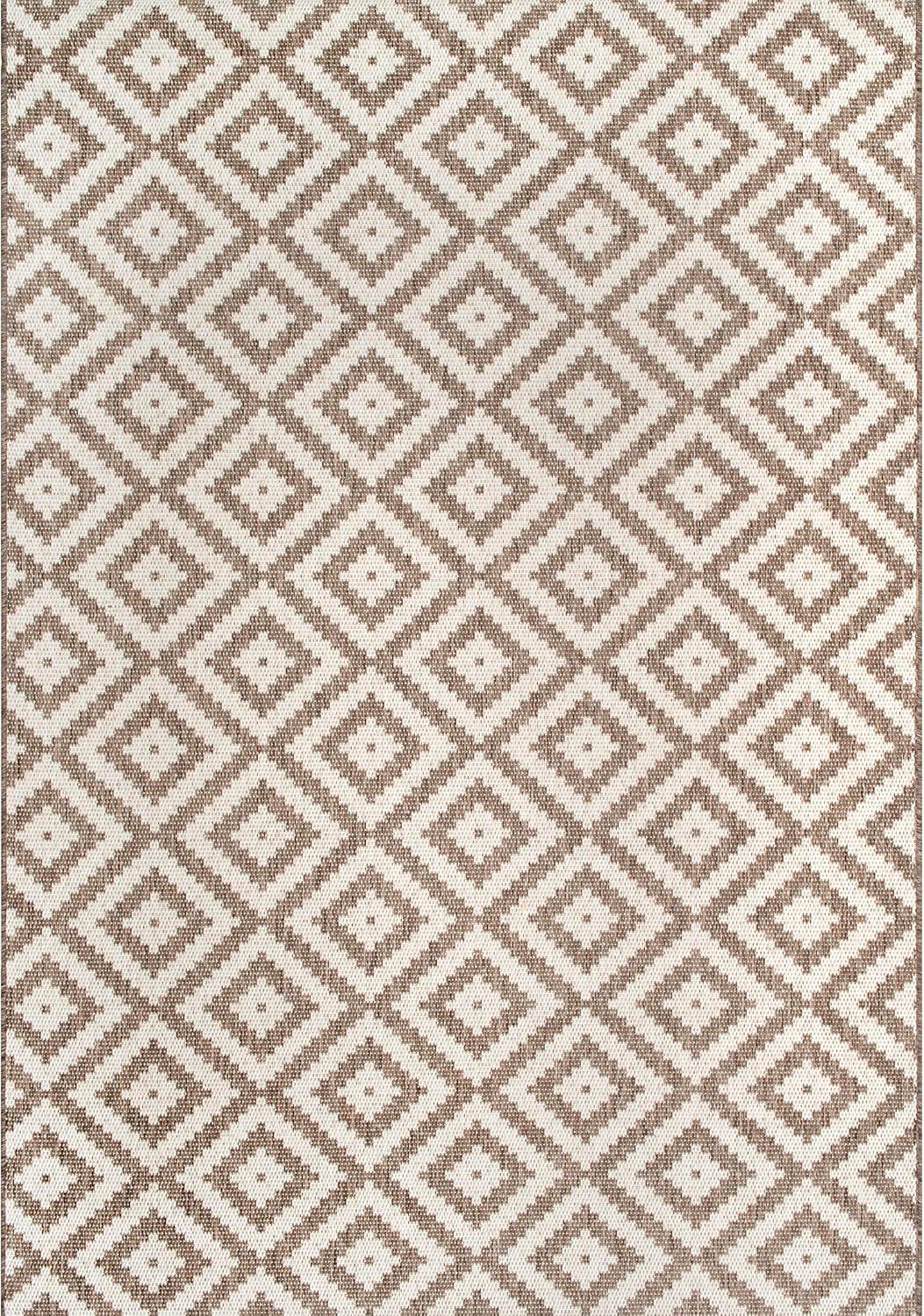 Nuloom Marybelle Trellis 5x8 Indoor/Outdoor Area Rug for Living Room Patio Deck Front Porch Kitchen, Taupe/Ivory