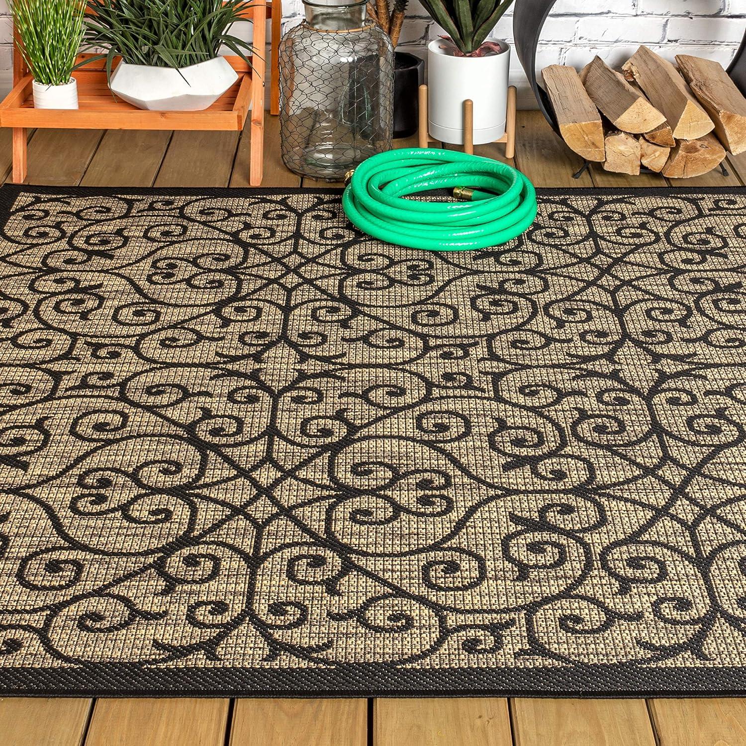 Madrid Vintage Filigree Textured Weave Indoor/Outdoor Area Rug - JONATHAN Y