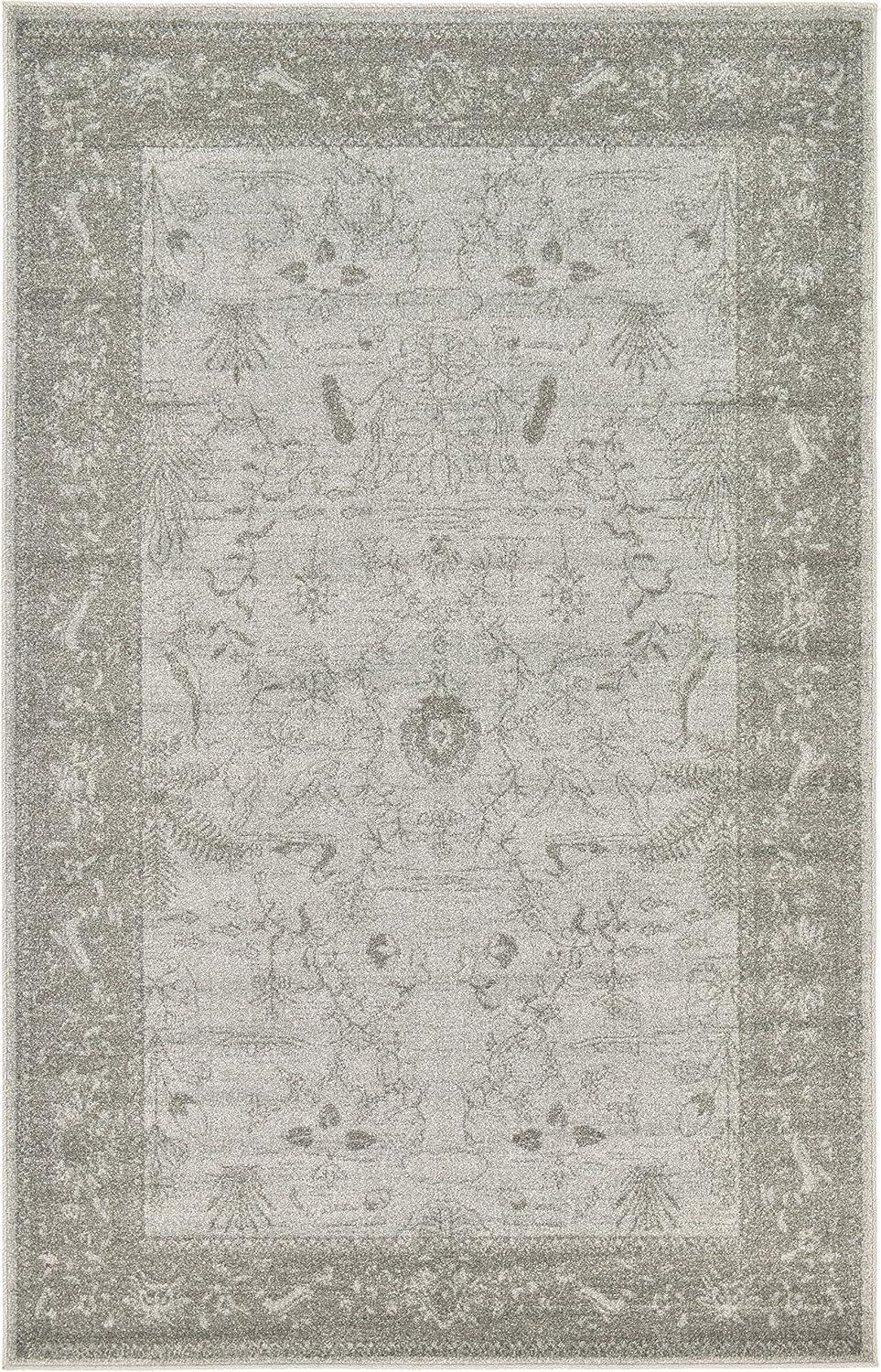 La Jolla Light Gray Floral Synthetic 5' x 8' Area Rug