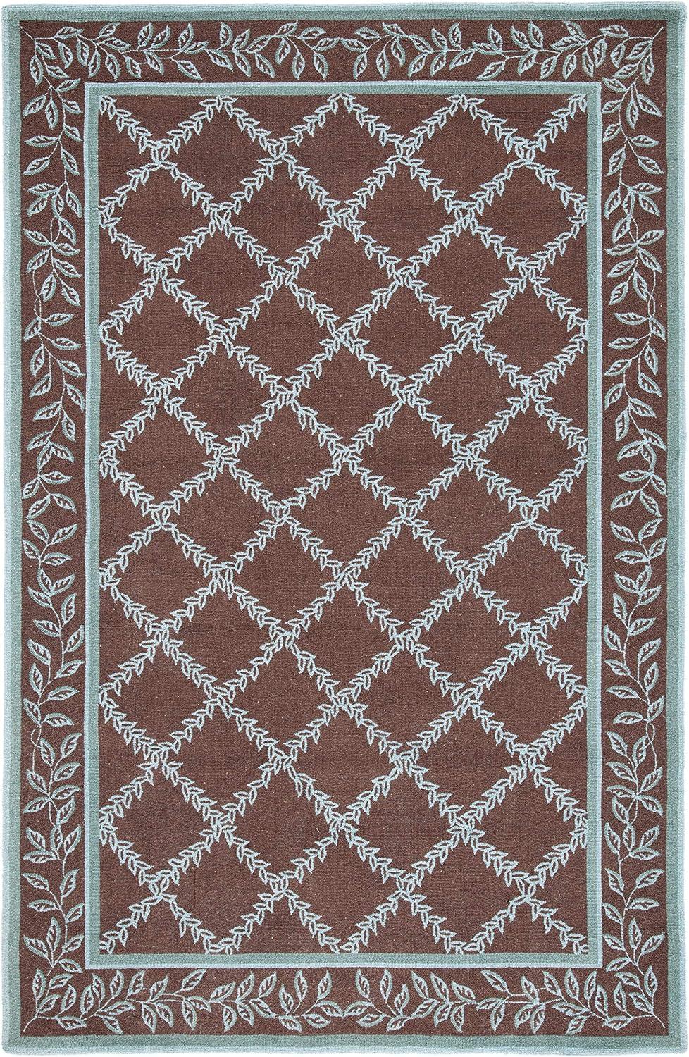 SAFAVIEH Chelsea Alecia Geometric Borders Wool Area Rug, Brown/Blue, 5'3" x 8'3"