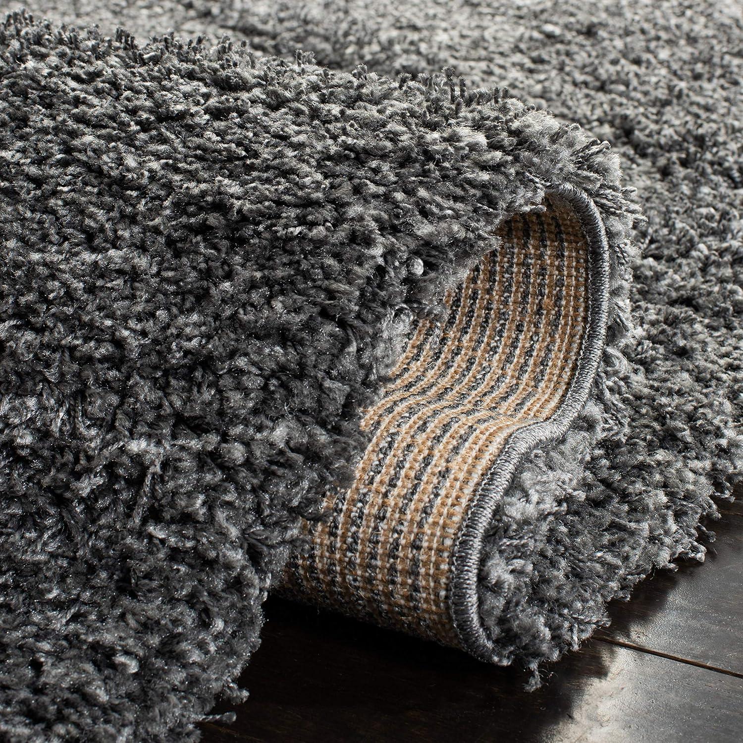 SAFAVIEH California Solid Plush Shag Area Rug, Navy, 8' x 8' Square
