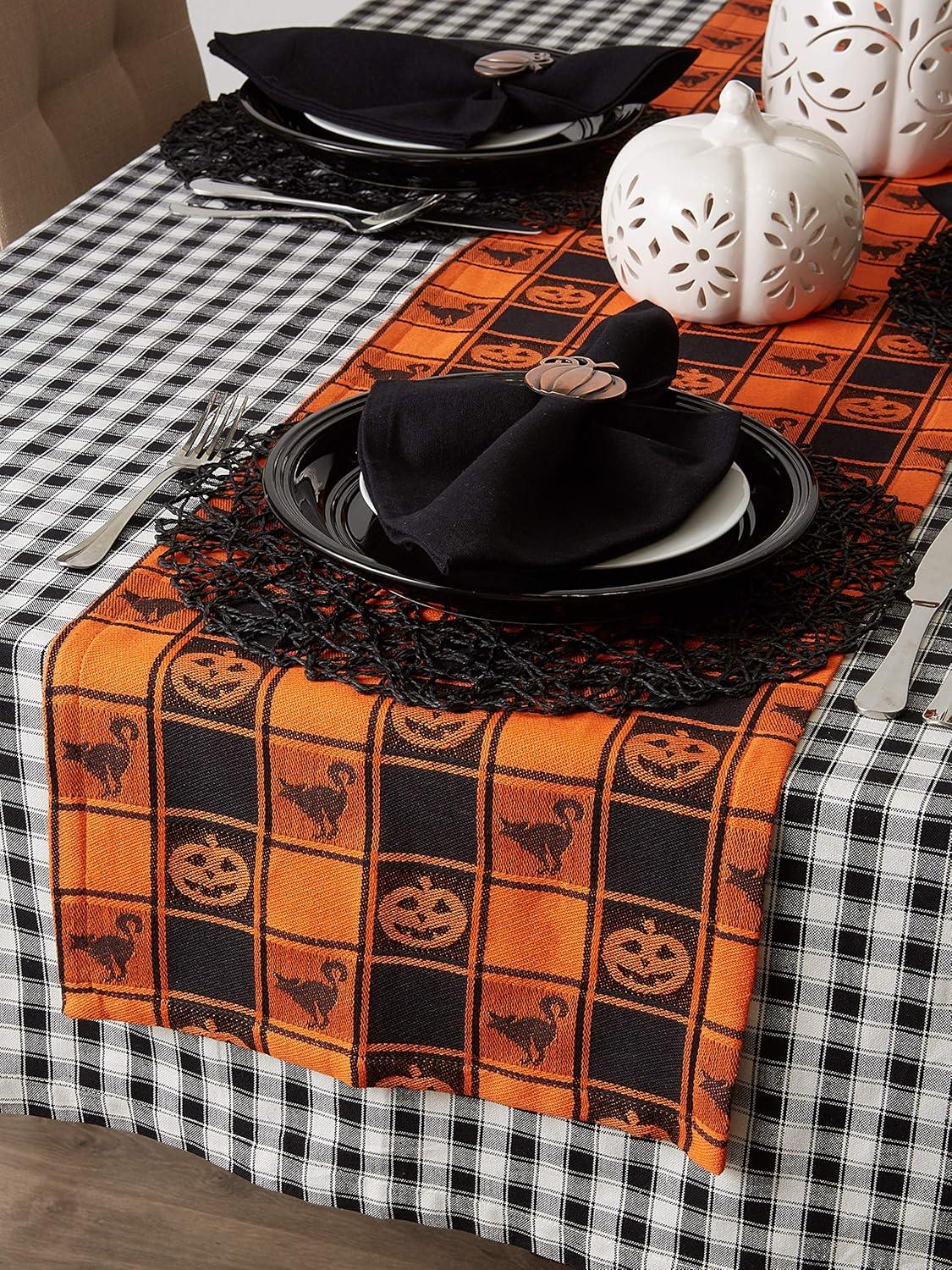 The Holiday Aisle® Vaillancourt Halloween Woven Check Table Runner
