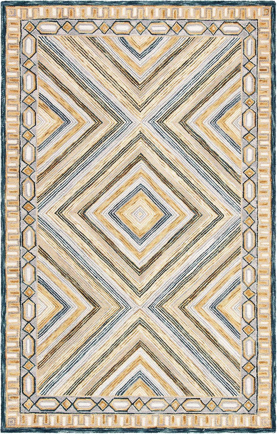 Aspen APN809 Hand Tufted Indoor Accent Rug - Navy/Gold - 2'3"x5' - Safavieh