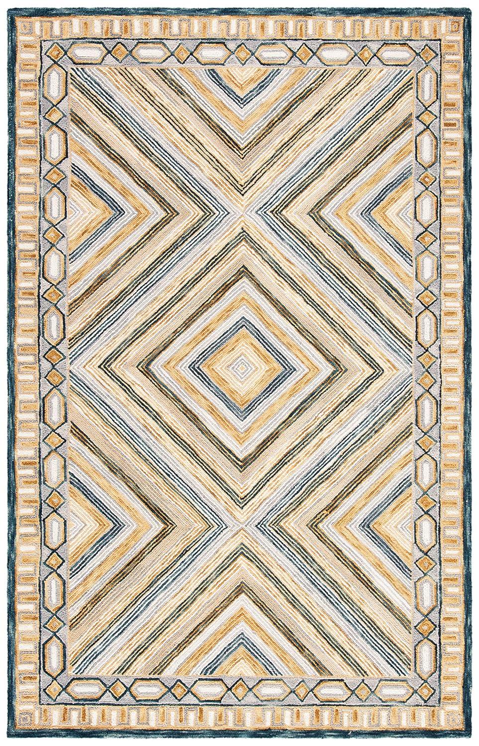 Aspen APN809 Hand Tufted Indoor Accent Rug - Navy/Gold - 2'3"x5' - Safavieh