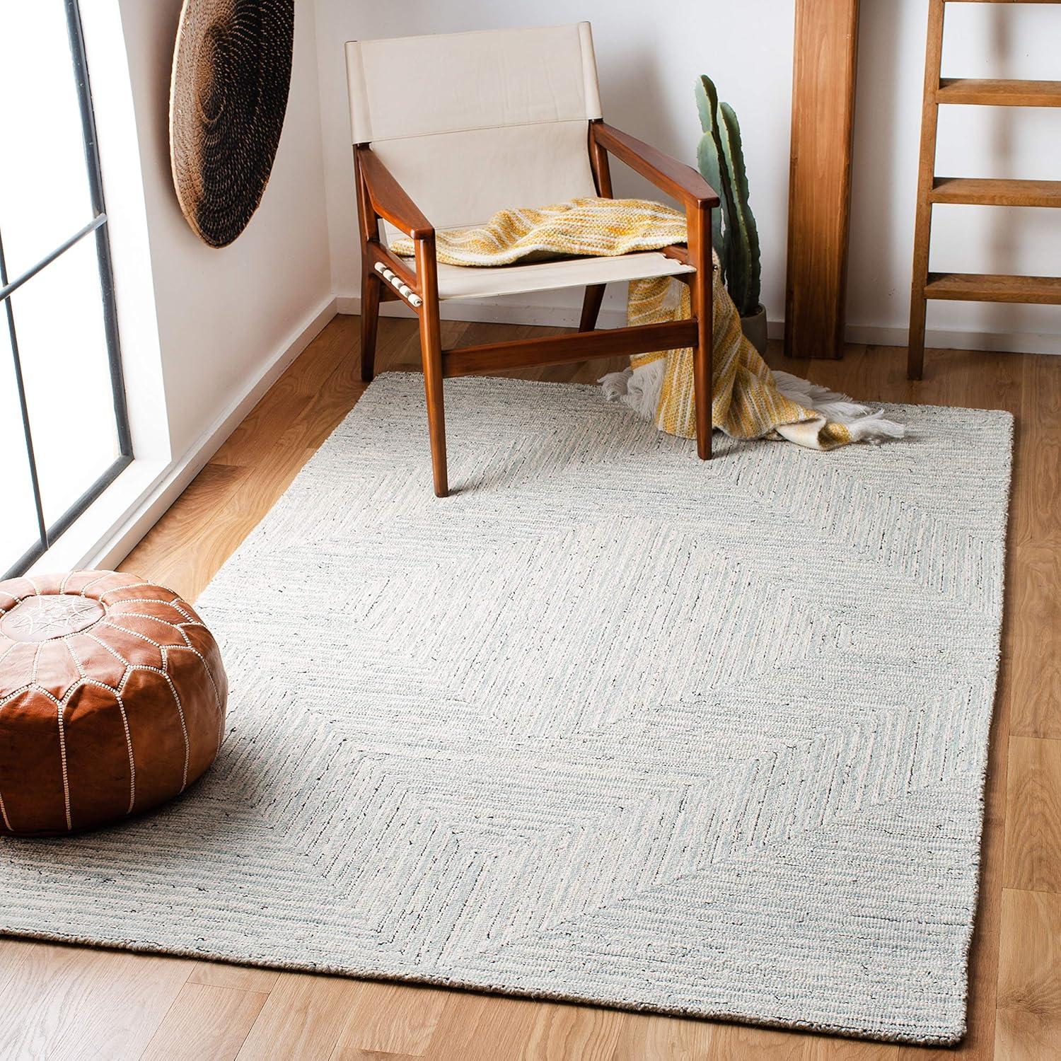 SAFAVIEH Micro-Loop Collection 6' x 9' Light GreyIvory MLP176F Handmade Premium Wool Living Room Dining Bedroom Area Rug