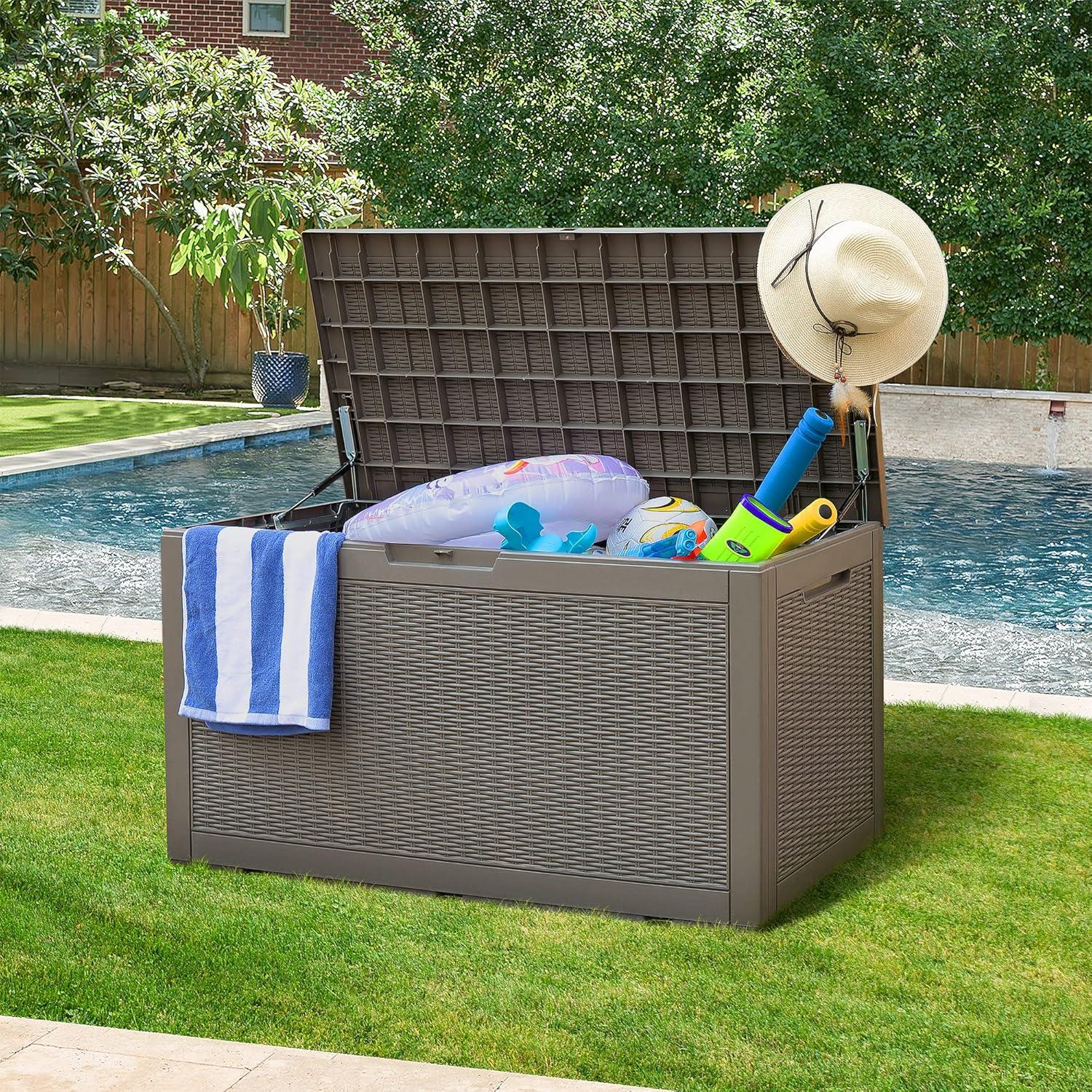 GUNJI GUNJI 100 Gallon Water Resistant Resin Lockable Deck Box