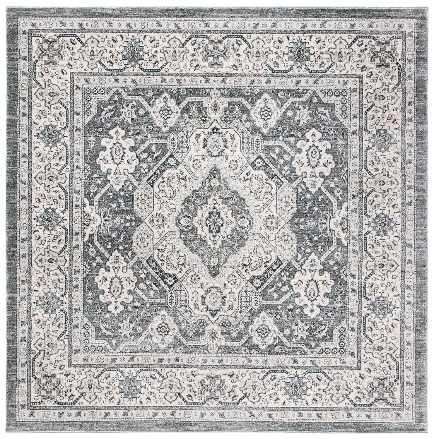 Isabella ISA916 Power Loomed Area Rug - Grey/Cream - 4'x4' - Safavieh.