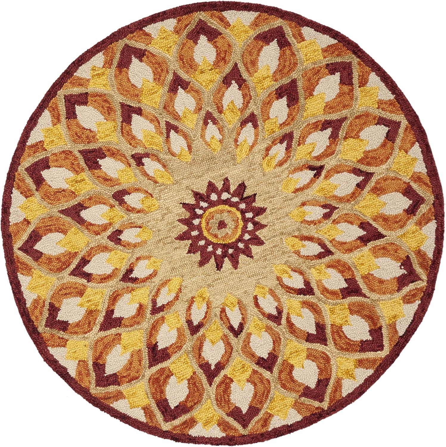 Novelty NOV603 Hand Tufted Area Rug - Rust/Gold - 3' round - Safavieh.
