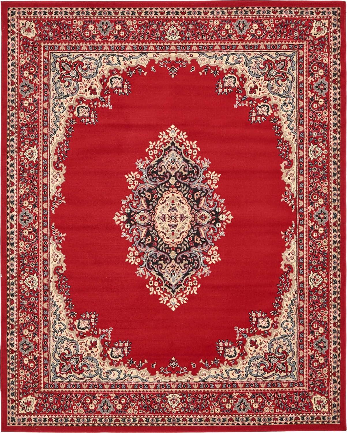 Rugs.com Amaya Collection Rug – 8' x 10' Red Medium Rug Perfect For Living Rooms, Large Dining Rooms, Open Floorplans